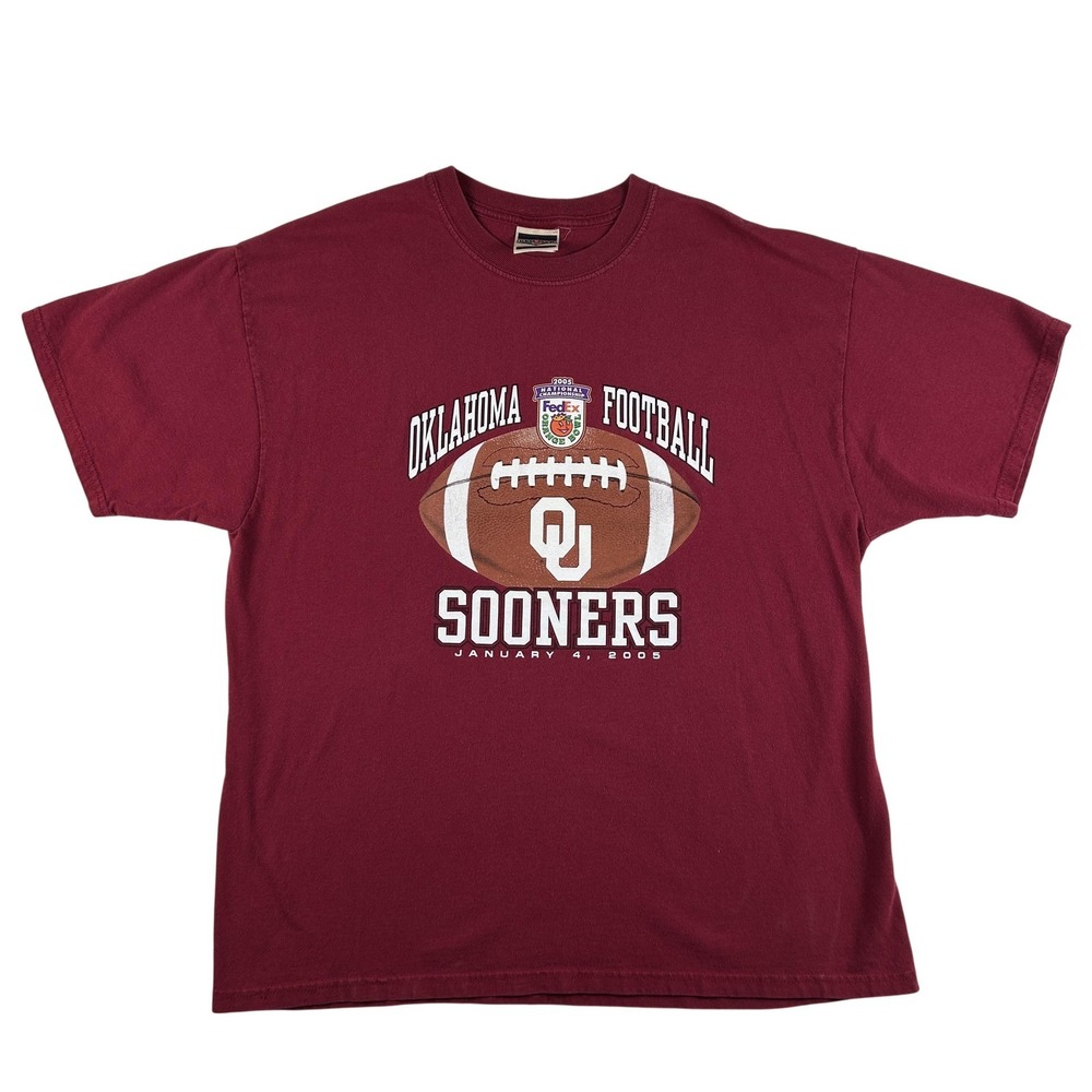 Vintage Oklahoma Sooners Shirt Mens XL 2005‎ NCAA Football Orange Bowl Red Oak